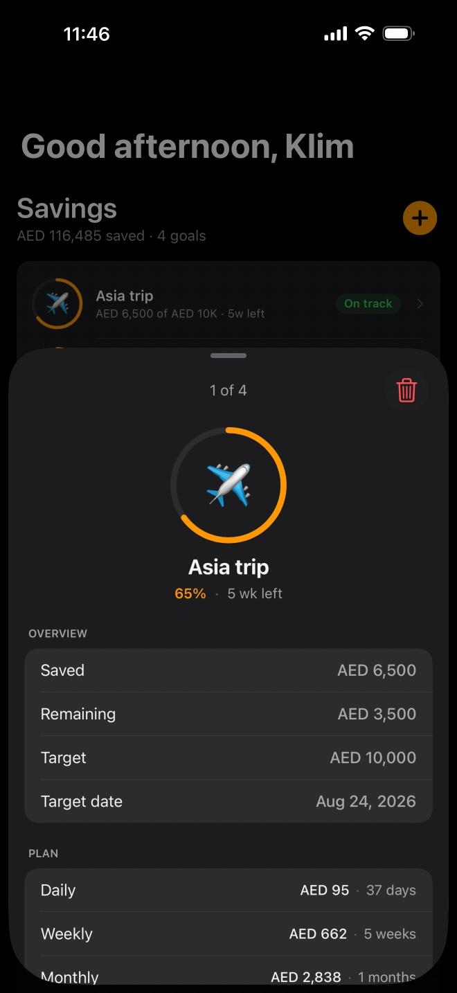 Goal detail — Asia trip